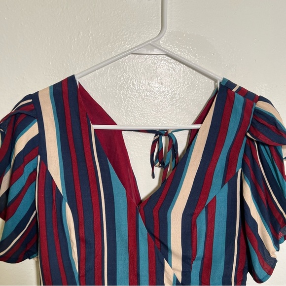 Band of Gypsies Blouse Striped Peplum Red Blue Stripes S - Picture 2 of 10